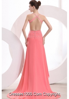 Waist Cut Beading Cool Back Slit Long Dress for Prom Princess