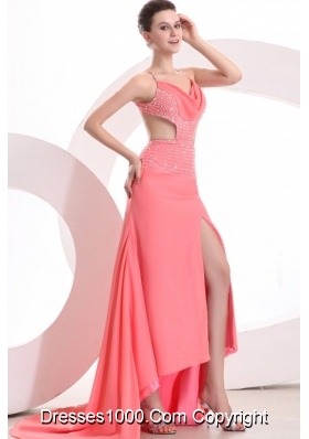 Waist Cut Beading Cool Back Slit Long Dress for Prom Princess