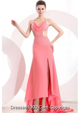 Waist Cut Beading Cool Back Slit Long Dress for Prom Princess