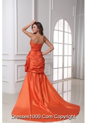 High Low Beaded and Ruched Rolling Flowers Prom Evening Dress