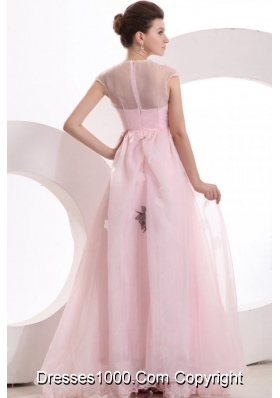 Lovely Baby Pink A-line Scoop Prom Holiday Dress with Appliques