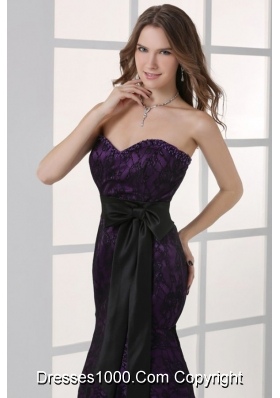 Black and Purple Mermaid Sash Sweetheart Dresses for Prom Princess