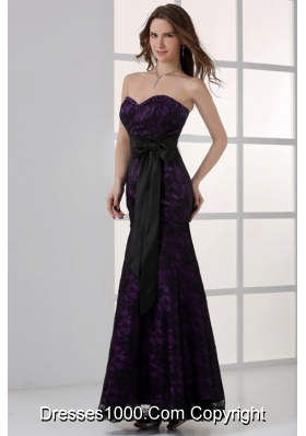 Black and Purple Mermaid Sash Sweetheart Dresses for Prom Princess