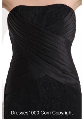 Black Ankle-length Column Lace and Taffeta Prom Dress for Girls