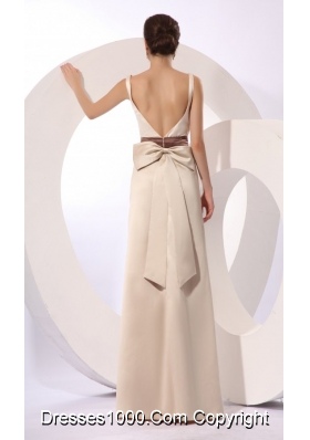 Square Neckline Column Champagne Prom Bridesmaid Dresses