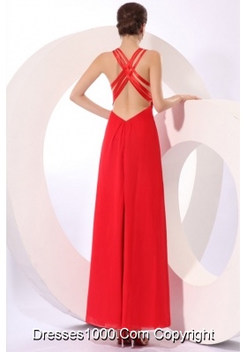 Paillettes Decorated High Slit Red Taffeta Prom Dress for Women