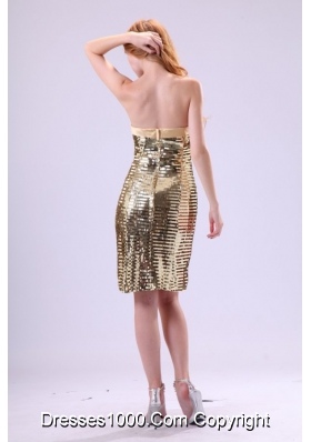 Gold Column Sequins Over Skirt Dresses for Prom with Bowknot