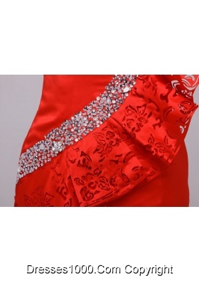 Beading and Lace Flowers Decorated Red Prom Dresses for Ladies