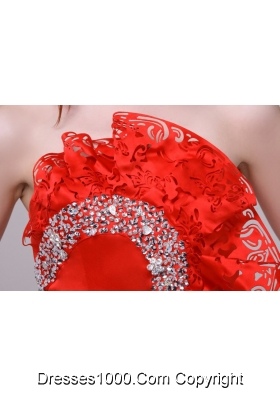 Beading and Lace Flowers Decorated Red Prom Dresses for Ladies