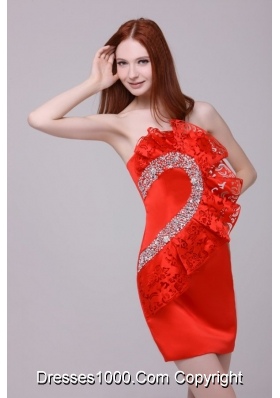 Beading and Lace Flowers Decorated Red Prom Dresses for Ladies