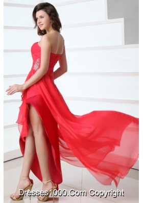 Chic Single Shoulder Asymmetrical Chiffon Prom Cocktail Dresses