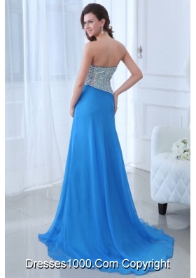 Gorgeous A-line Side Slit Prom Pageant Dress with Sequin Breast