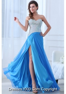 Gorgeous A-line Side Slit Prom Pageant Dress with Sequin Breast