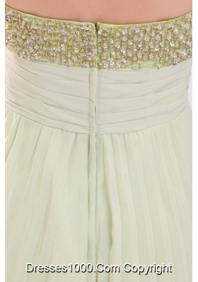 Yellow Green Empire Tea-length Prom Cocktail Dress with Sequins