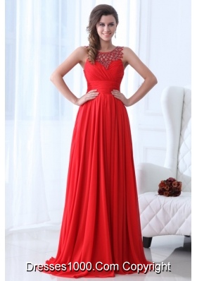 Fancy Red Princess Straps Chiffon Prom Dresses with Appliques