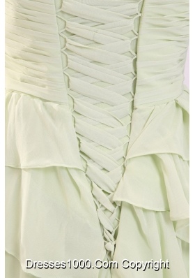 Light Green High Low Ruffled and Ruched Prom Mother Dresses