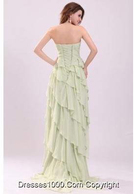 Light Green High Low Ruffled and Ruched Prom Mother Dresses