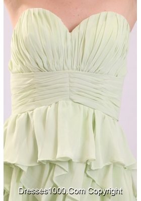 Light Green High Low Ruffled and Ruched Prom Mother Dresses