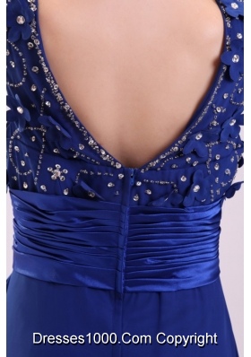 Paillettes and Bowknot Decorated Blue Straps Prom Pageant Dress