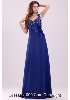 Paillettes and Bowknot Decorated Blue Straps Prom Pageant Dress