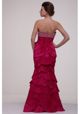 Paillettes Decorated Column Layers Fuchsia Prom Gown Dresses