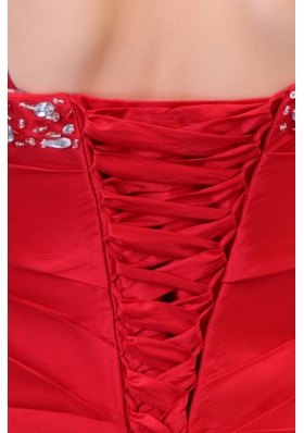 Red Spaghetti Straps Column Taffeta Prom Evening Dress on Sale