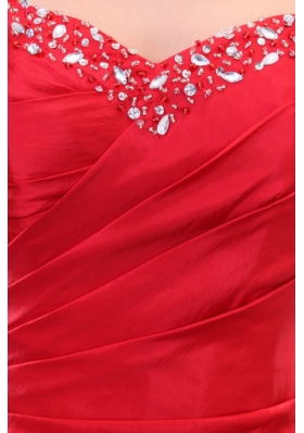 Red Spaghetti Straps Column Taffeta Prom Evening Dress on Sale