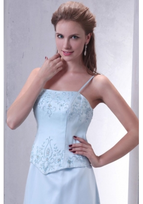 Baby Blue A-line Ankle-length Spaghetti Straps Prom Gown Dress