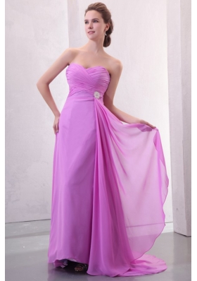 Chic Ruched Empire Chiffon Prom Formal Dress with Sweep Train