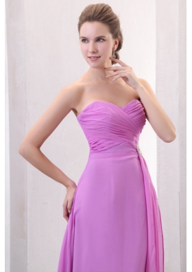 Chic Ruched Empire Chiffon Prom Formal Dress with Sweep Train