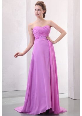 Chic Ruched Empire Chiffon Prom Formal Dress with Sweep Train