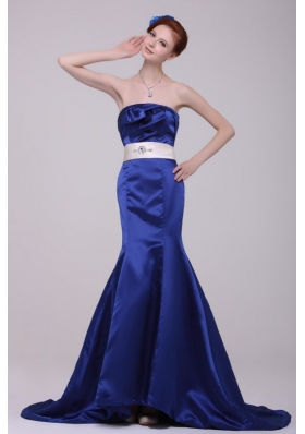 Royal Blue Mermaid Court Train Taffeta Prom Homecoming Dress