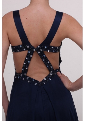 Chic Navy Blue Empire Chiffon Prom Formal Dress with Cool Back