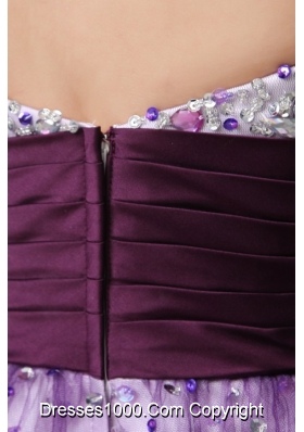 Mini-length Lilac Organza Prom Nightclub Dress with Sequin Bust