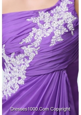 Lilac Single Shoulder Court Train Side Slit Prom Dress for Women