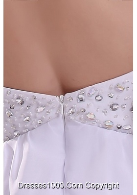 Mini-length White Halter Top Layers Prom Dresses with Beading