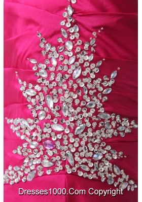 Romantic Fuchsia A-line Puffy Dress for Prom with Sequin Breast