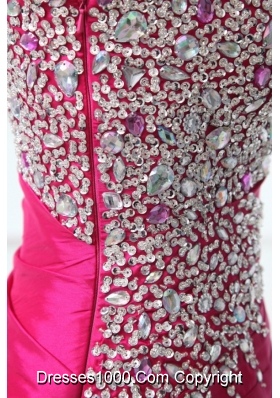Romantic Fuchsia A-line Puffy Dress for Prom with Sequin Breast