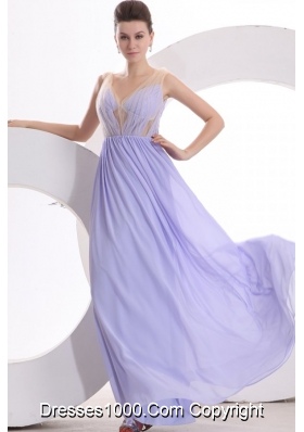 Vintage V-neck A-line Full Length Chiffon Prom Celebrity Dresses