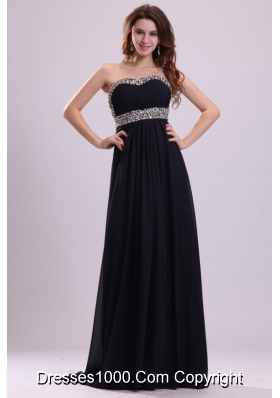 Empire Sequins Decorated Chiffon Prom Dresses with Brush Train