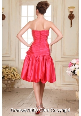 Ruche and Handle Flowers Knee-length Taffeta Prom Dama Gown