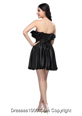 Cute Paillettes and Ruffles Short Black Taffeta Prom Party Dress