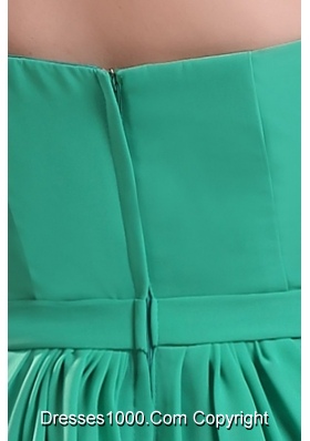 Turquoise One Shoulder Knee-length Chiffon Prom Cocktail Dress