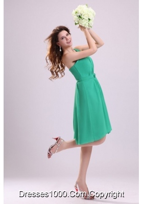 Turquoise One Shoulder Knee-length Chiffon Prom Cocktail Dress