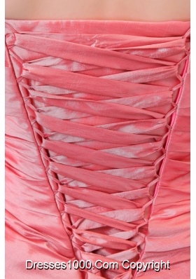 Watermelon Column Strapless Taffeta Ruching Dress for Prom Queen