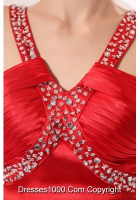 Paillettes Decorated Ankle-length Sheath Red Prom Dress for Girls