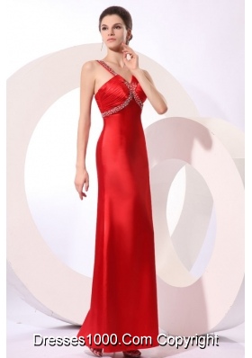 Paillettes Decorated Ankle-length Sheath Red Prom Dress for Girls