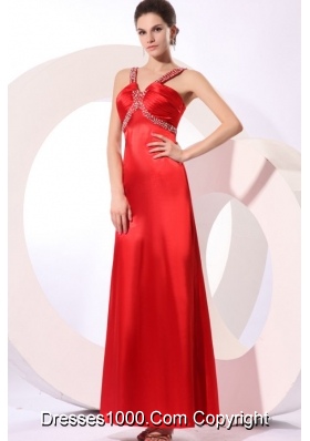 Paillettes Decorated Ankle-length Sheath Red Prom Dress for Girls