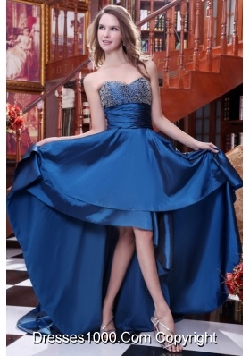 Chic High-low Sweetheart Prom Dress with Lace Overlay on Bust Area