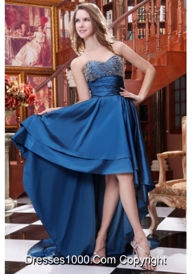 Chic High-low Sweetheart Prom Dress with Lace Overlay on Bust Area